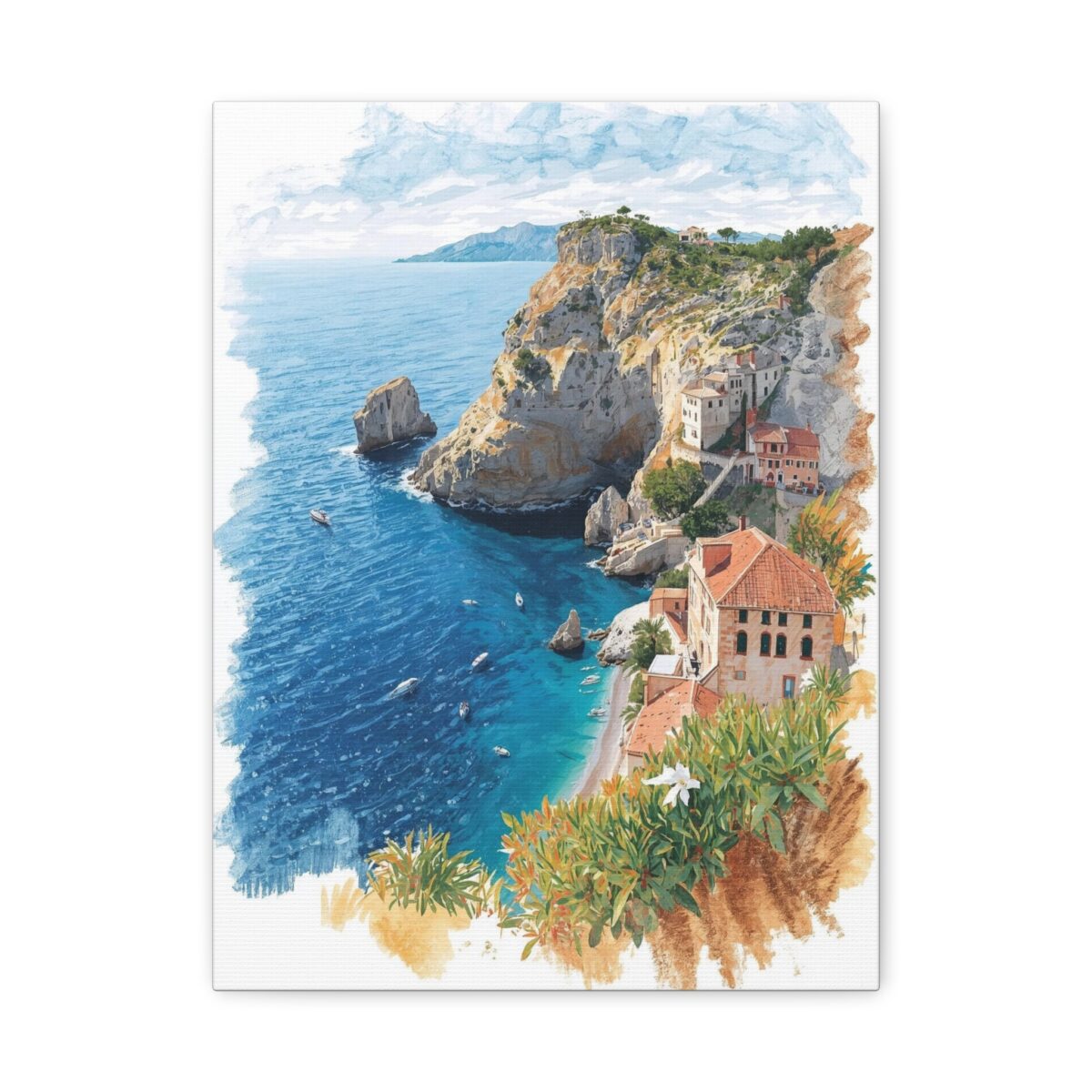 coastal landscape canvas print, ocean wall art, scenic home décor, beach vibes, gift for coastal lovers